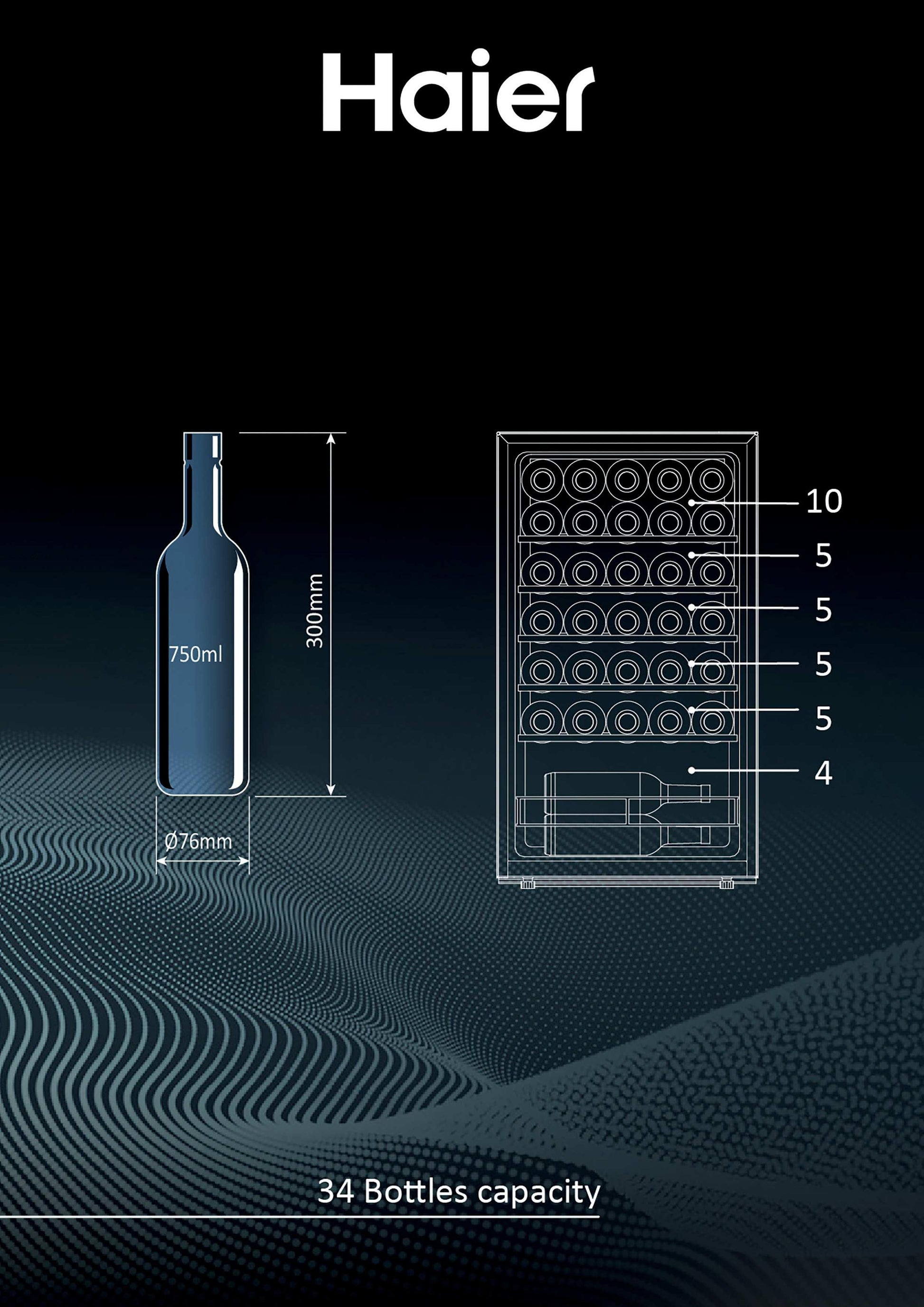 Haier Wine Bank 50 Serie 3 HWS34GGH1 Cantinetta vino con compressore Libera installazione Nero 34 bottiglia/bottiglie