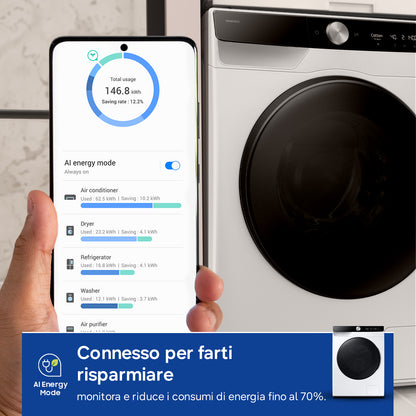 Samsung WD11DG6B85BK lavasciuga Libera installazione Caricamento frontale Bianco