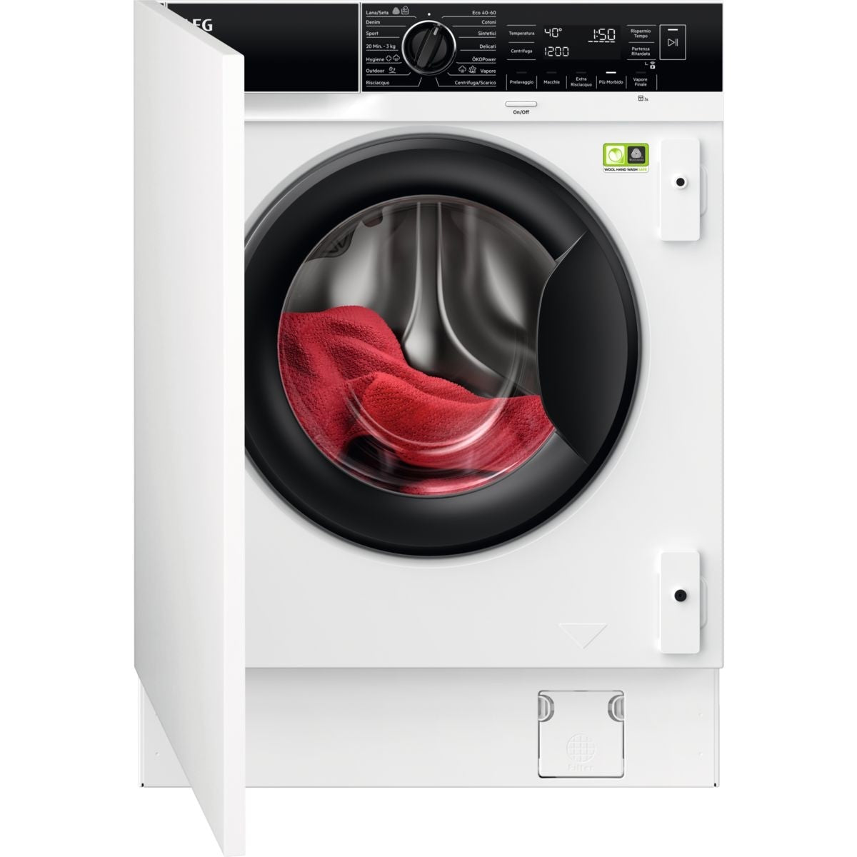 AEG BI   L8FEE84BI   | Serie 8000 | Grande oblo' 30 cm | Capacita' di carico 8 kg | Motore Inverter