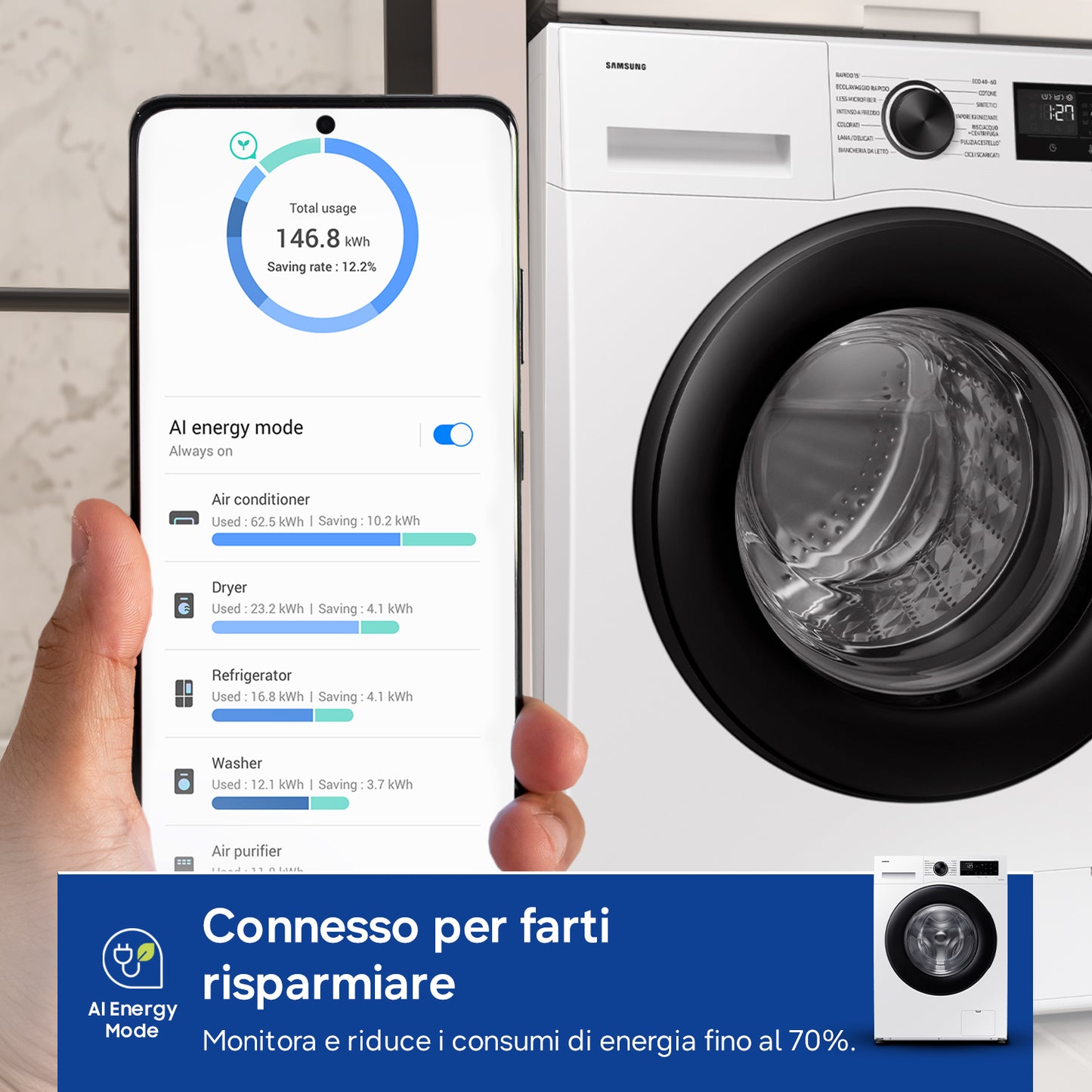 Samsung Lavatrice Crystal Clean 11 Kg WW11DG5B25AEET