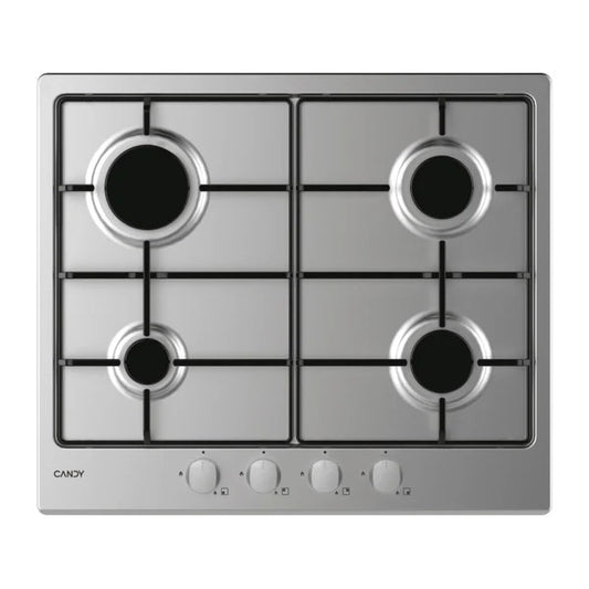 CANDY BI CHW6BRX|33801973|Piano Gas da 60 cm inox;  Griglie in piattina; 4 fuochi con Bruciatore Rap