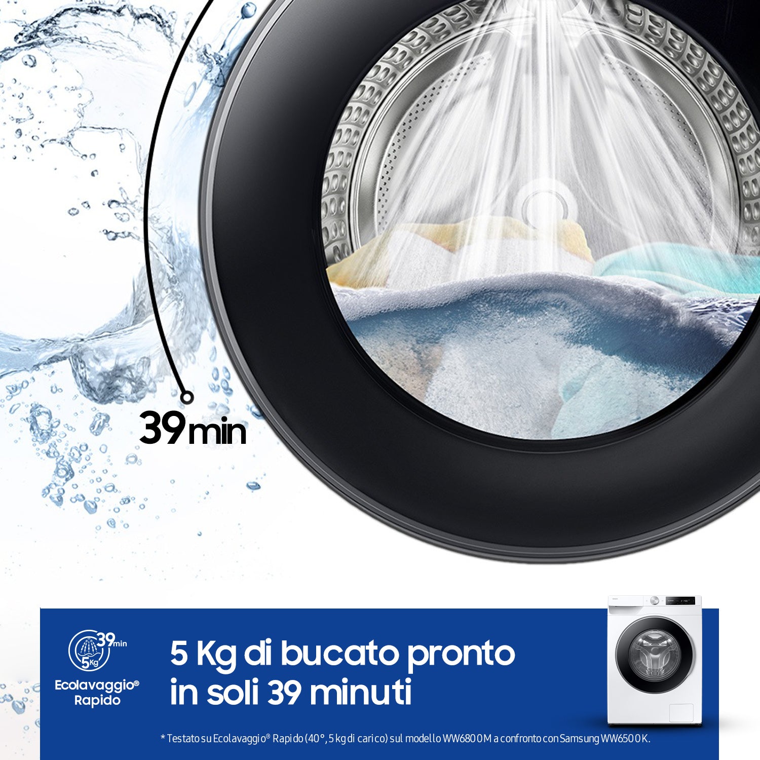 Samsung WW90DG6U25LE lavatrice Caricamento frontale 9 kg 1400 Giri/min Bianco