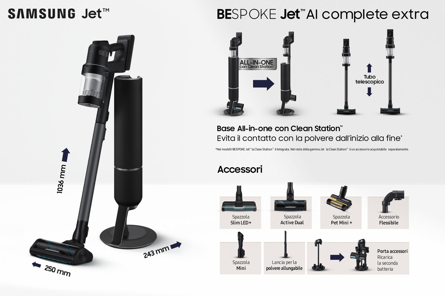 Samsung Aspirapolvere senza filo BESPOKE Jet™ AI complete extra 280W VS28C9784QK