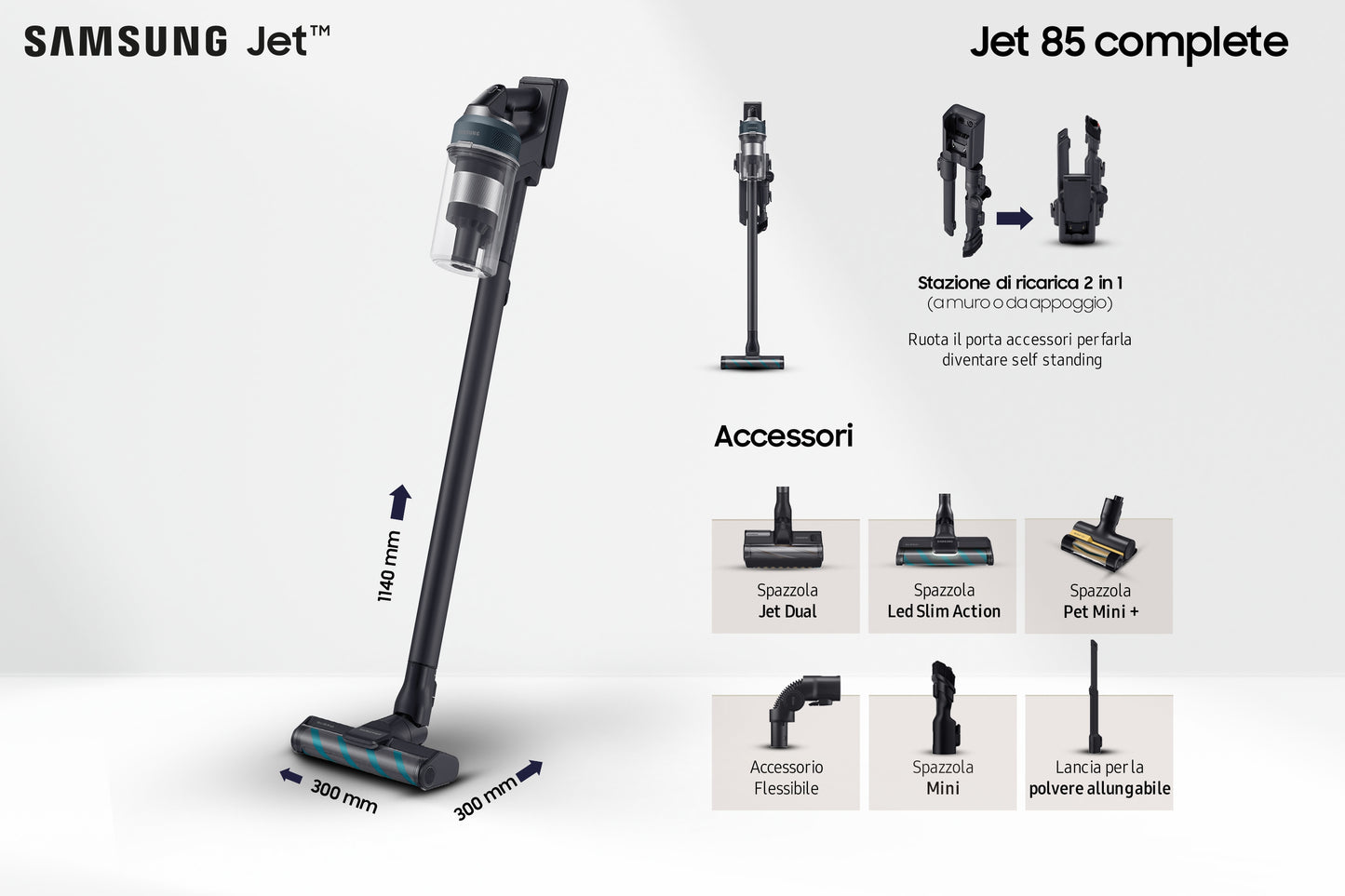 Samsung Aspirapolvere senza filo Jet™ 85 complete 210W VS20C8524TB
