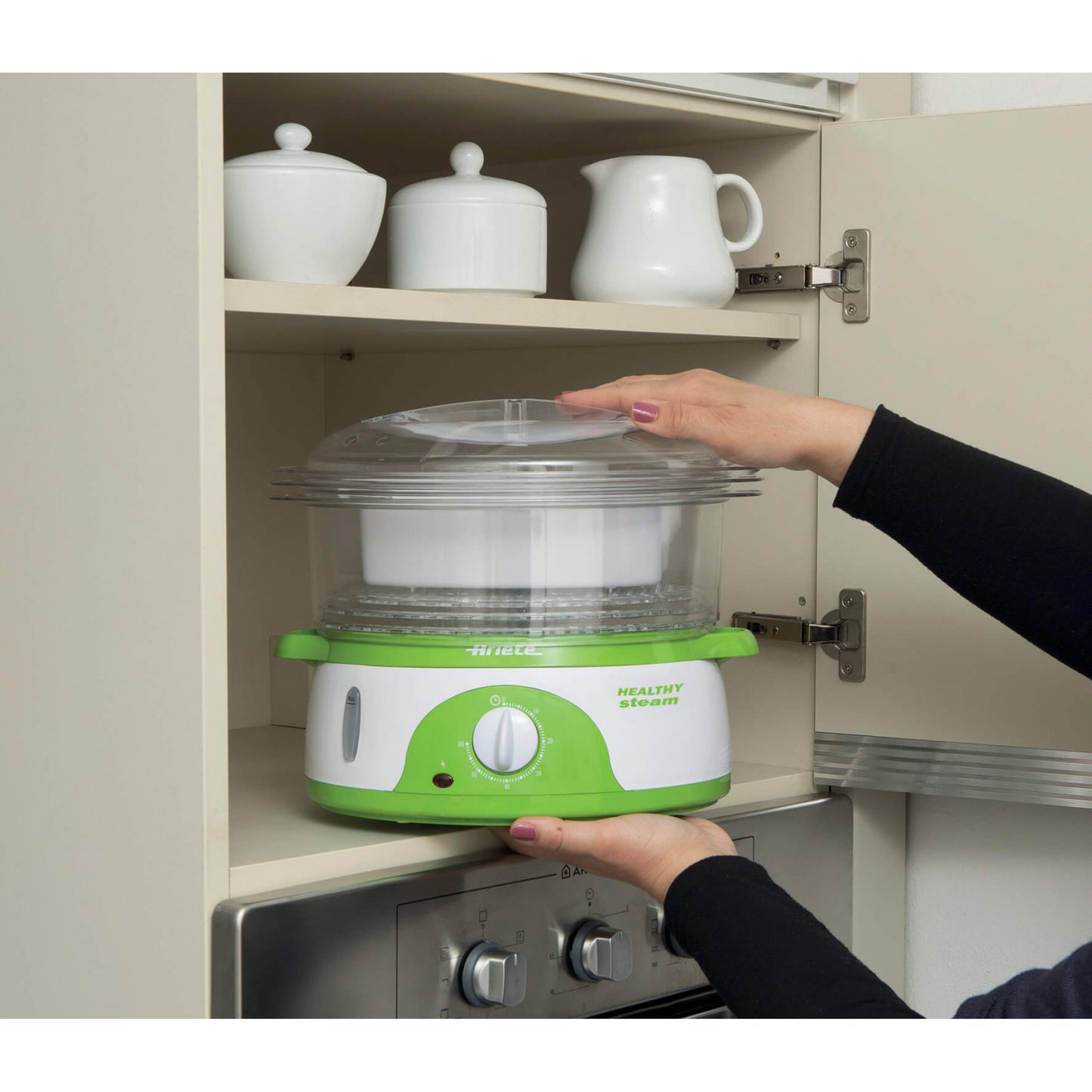 ARIETE PED 911 | CUCINA | COTTURA CIBI | VAPORIERA | VAPORIERA 800W 3CESTELLI/9LITRI BIANCO/VERDE