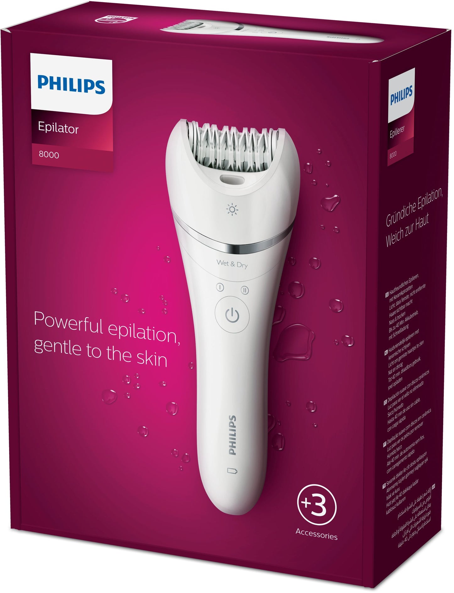 PHILIPS PED BRE700 | CURA PERSONA | EPILATORI | EPILATORI NORMALI | EPILATORE WET DRY 32PINZE +3 ACC