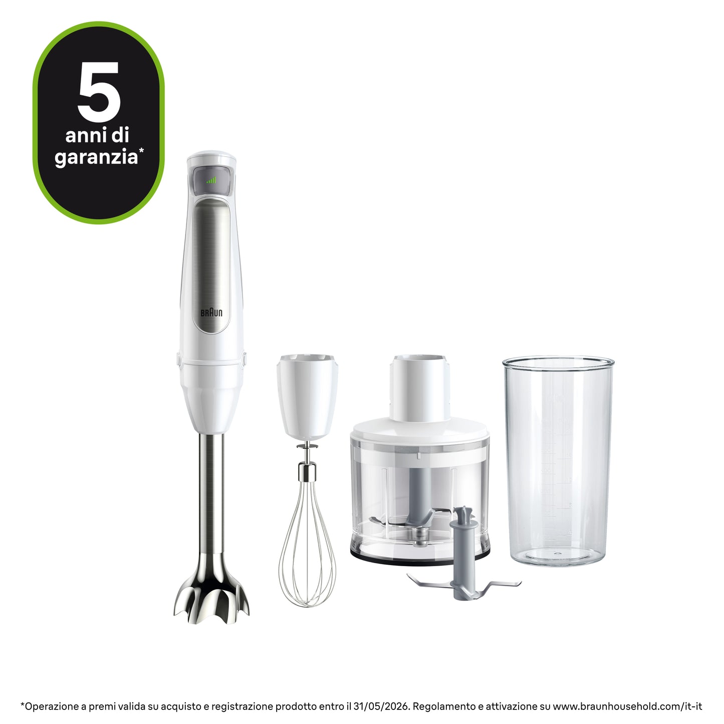 BRAUN PED MQ7035IWH | CUCINA | PREPARAZIONE CIBI | FRULLATORE A IMMERSIONE | MINIPIMER 1000W 0.6LT M