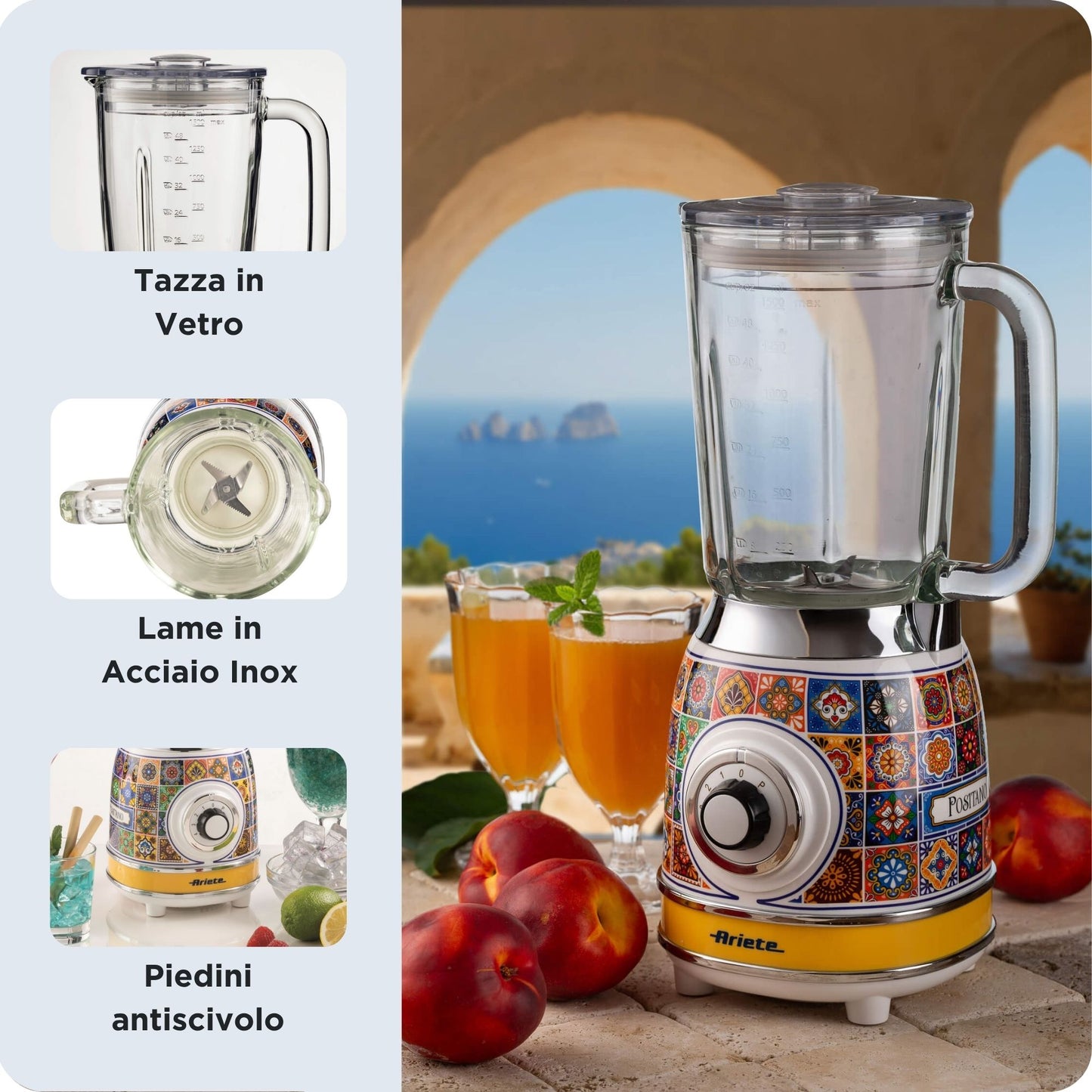 ARIETE PED 583POSITANO | CUCINA | PREPARAZIONE CIBI | FRULLATORI | FRULLATORE 1000W 4VEL+PULSE 1.5LT
