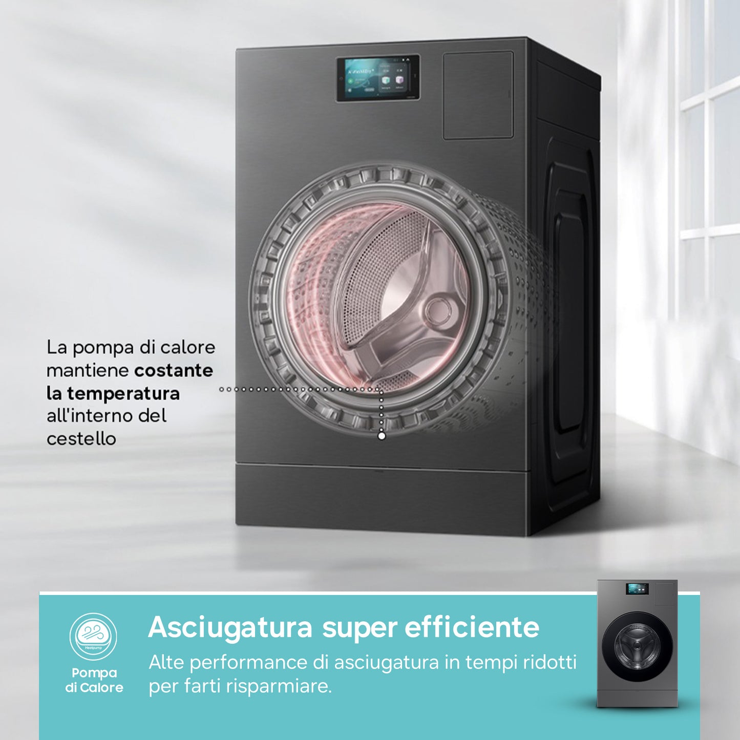 Samsung Lavasciuga Bespoke AI Libera installazione pompa di calore 18/11 Kg WD18DB8995BZT2
