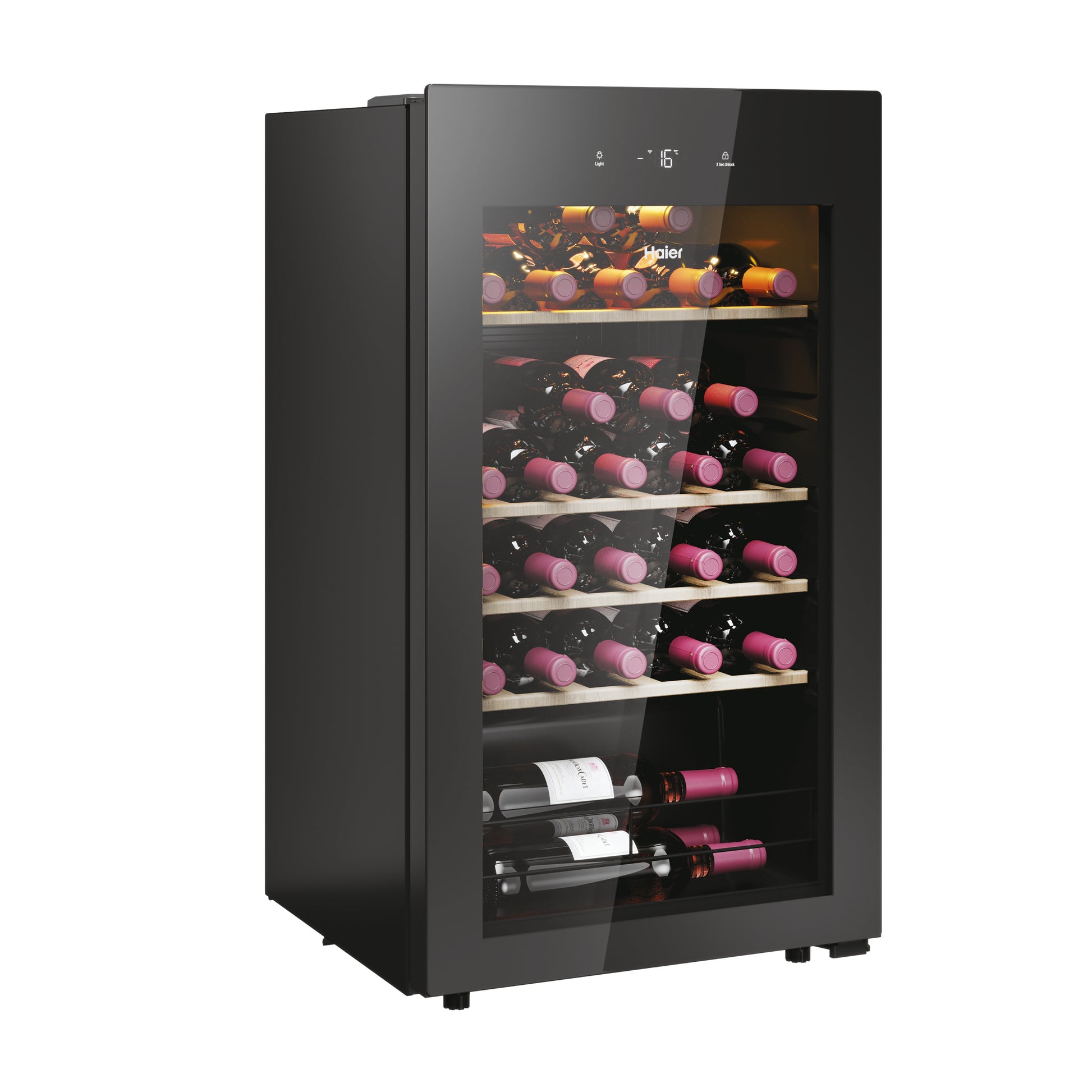Haier Wine Bank 50 Serie 3 HWS34GGH1 Cantinetta vino con compressore Libera installazione Nero 34 bottiglia/bottiglie