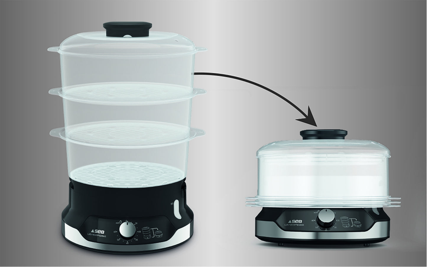 TEFAL PED VC2048 | CUCINA | COTTURA CIBI | VAPORIERA | VAPORIERA 800W 3VASCHETTE 9LT NERO