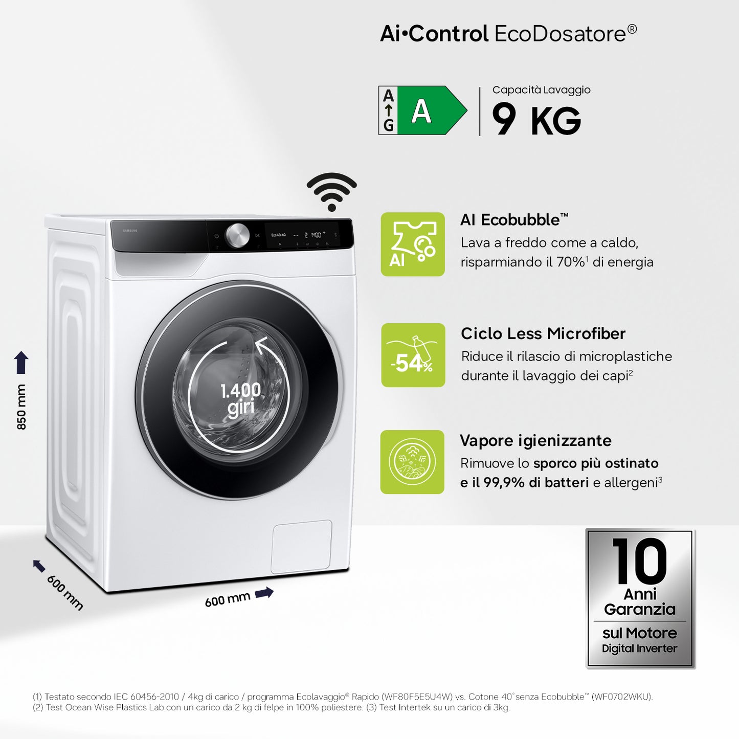 Samsung Lavatrice AI Control Ecodosatore 9Kg WW90DG6U85LKU3