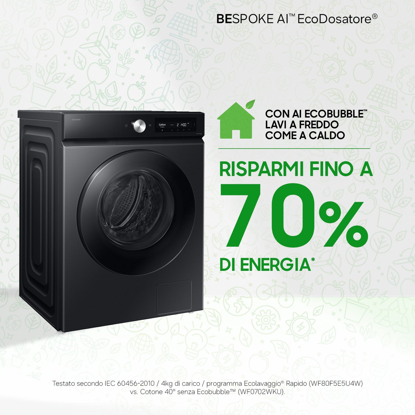 Samsung WD11DG6B85BK lavasciuga Libera installazione Caricamento frontale Bianco