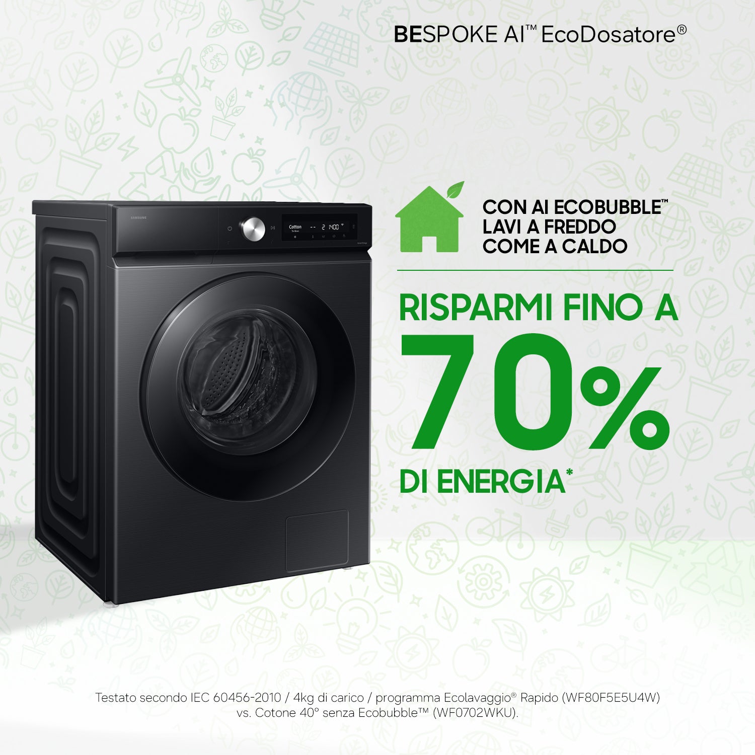 Samsung WD11DG6B85BK lavasciuga Libera installazione Caricamento frontale Bianco