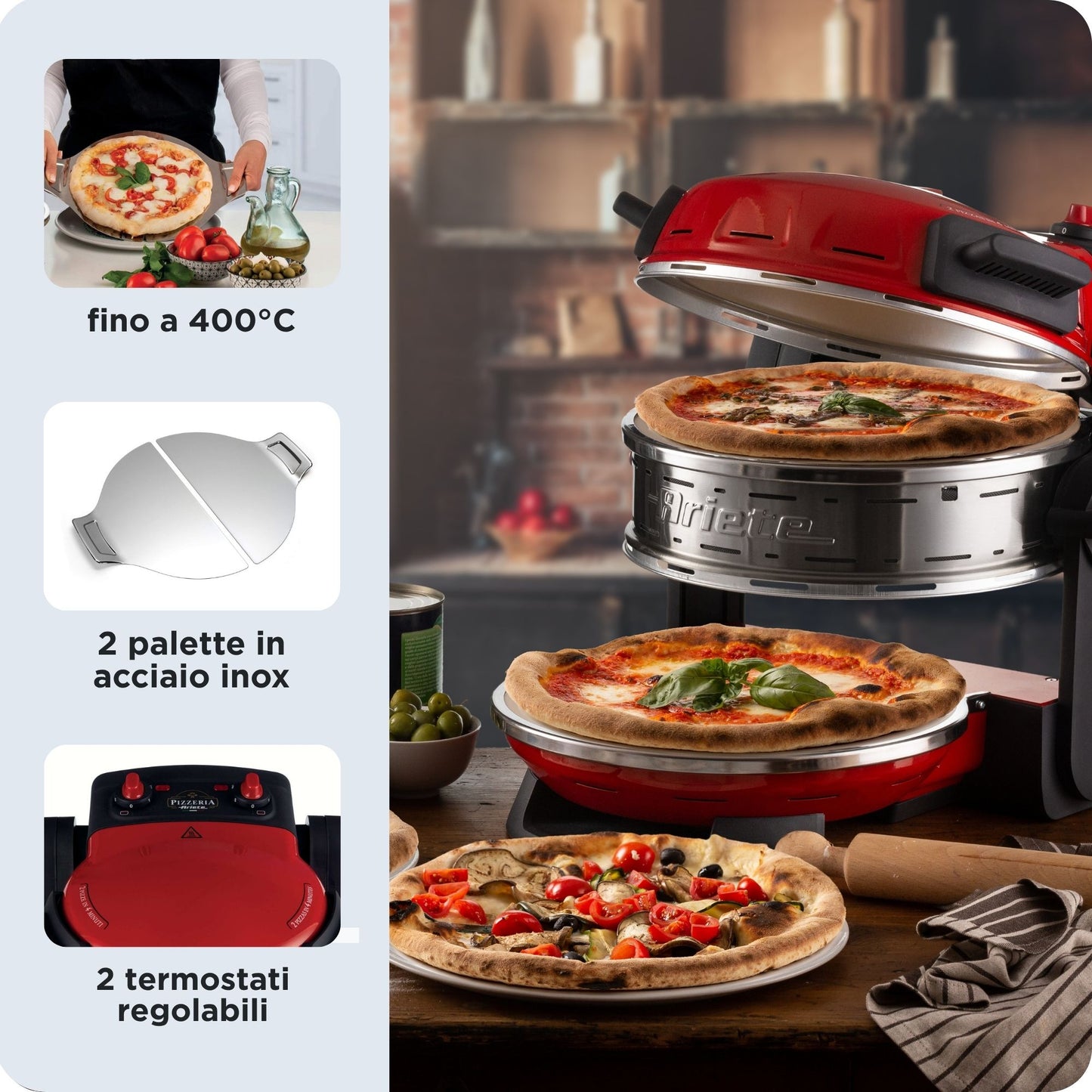 ARIETE PED 927 | CUCINA | COTTURA CIBI | FORNI PIZZA ELETTRICI | FORNETTO EL. PIZZA DOPPIO 2300W 5LI