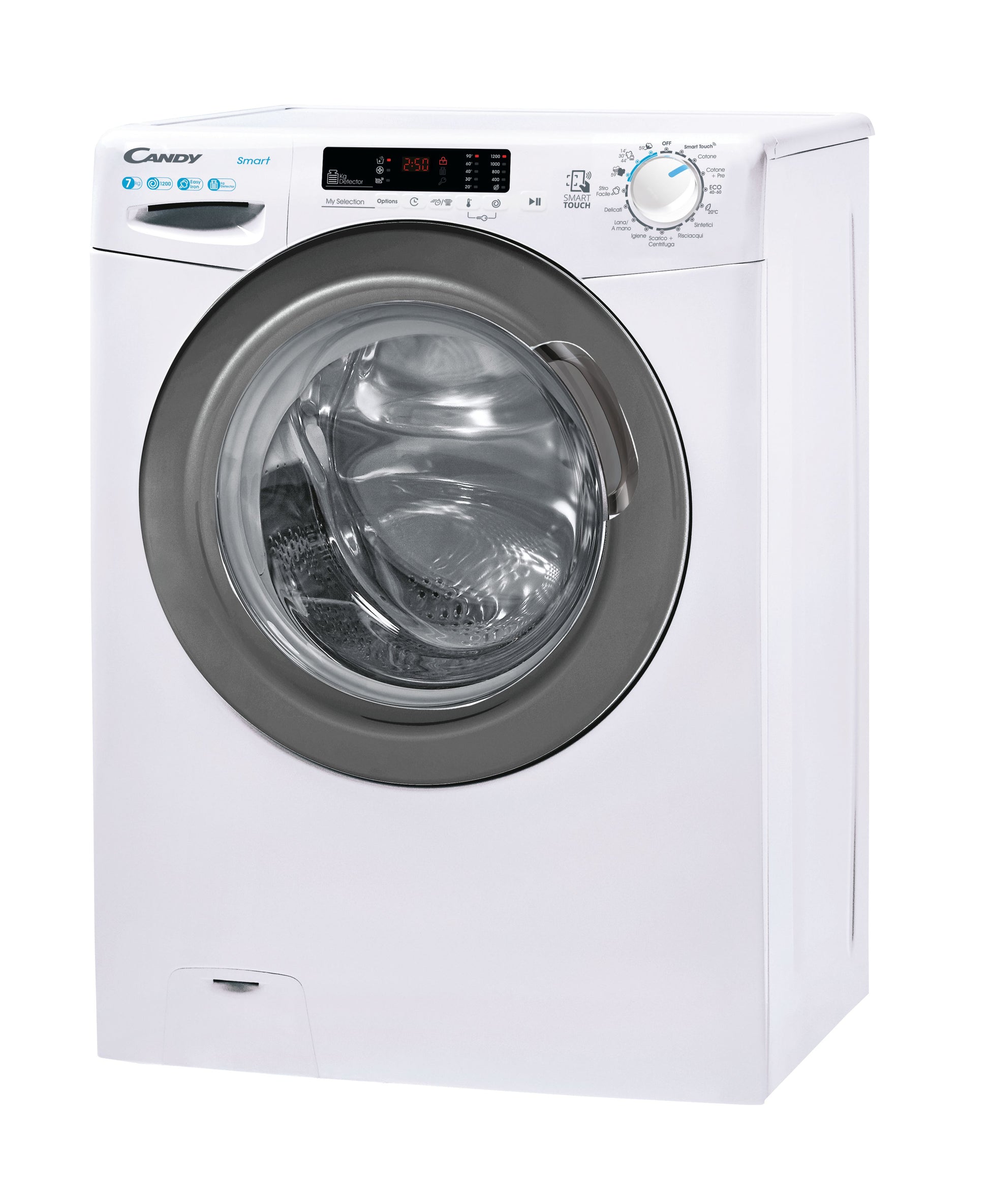 Candy Smart , Lavatrice Slim 7 KG, Classe C, 1200 giri, Bianco, Vapore, Wi-Fi, CSS41272DWSE-11