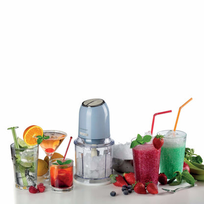 Ariete 438, Tritatutto Vintage, Chopper e Tritaghiaccio, 2 velocità, 4 lame in Acciaio Inox, Tazza graduata 600 ml, 400 W, BeigeTritatutto a 2 velocità , 2 pulsanti e 4 lame in Acciaio Inox. Tritaverdure e Tritaghiaccio. Tazza graduata da 600ml.