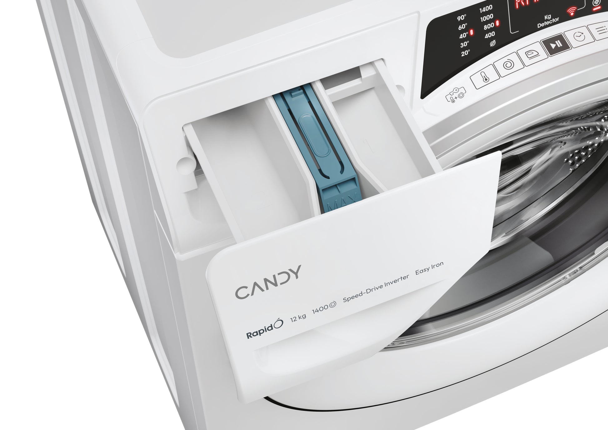 Candy RapidÓ , Lavatrice Carica Frontale 12 KG, Classe A, 1400 giri, Bianco, Inverter, Vapore, Wi-Fi, 9 Cicli Rapidi, RO14126DWMST-S