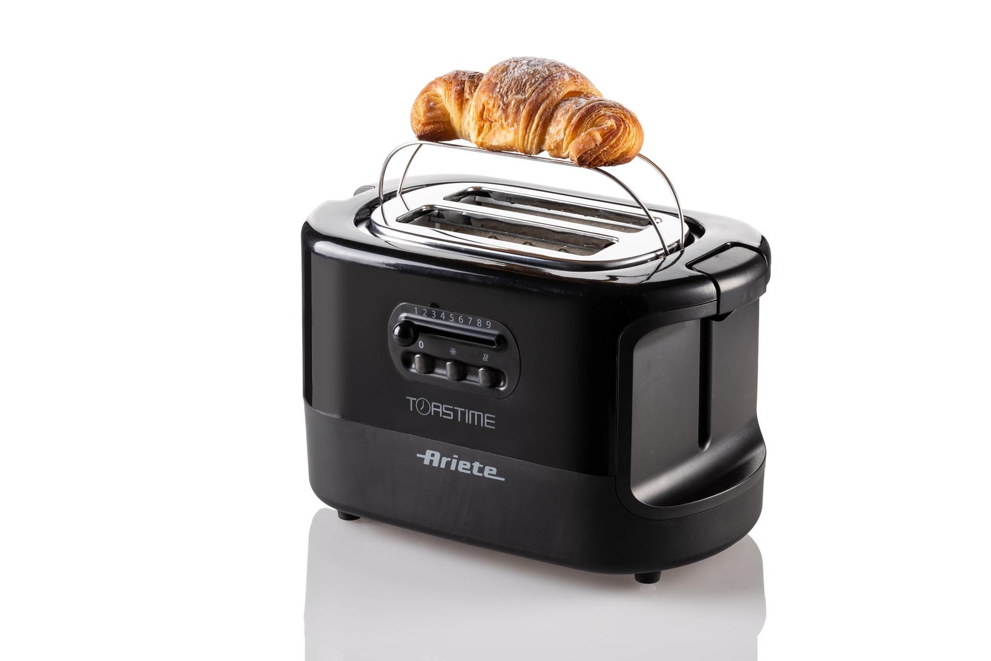 Ariete 159 Toastime - Tostapane con Pinze per 2 fette di pane - 9 Gradi di Doratura - 700 Watt - Nero