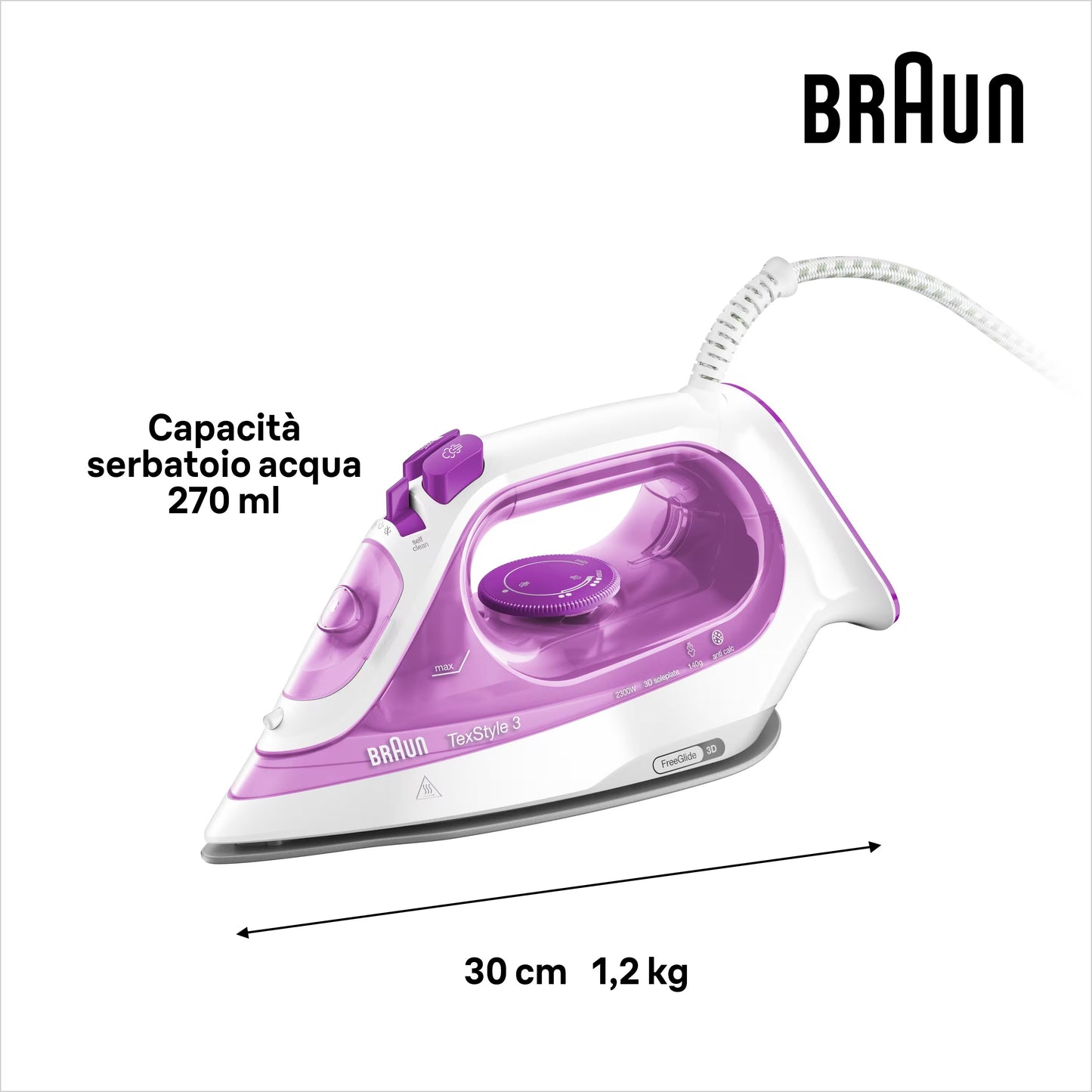 BRAUN PED SI3030PU | CASA | FERRI DA STIRO | FERRO VAPORE | FERRO VAPORE 2300W PIAST.FREEGLIDE 3D BI