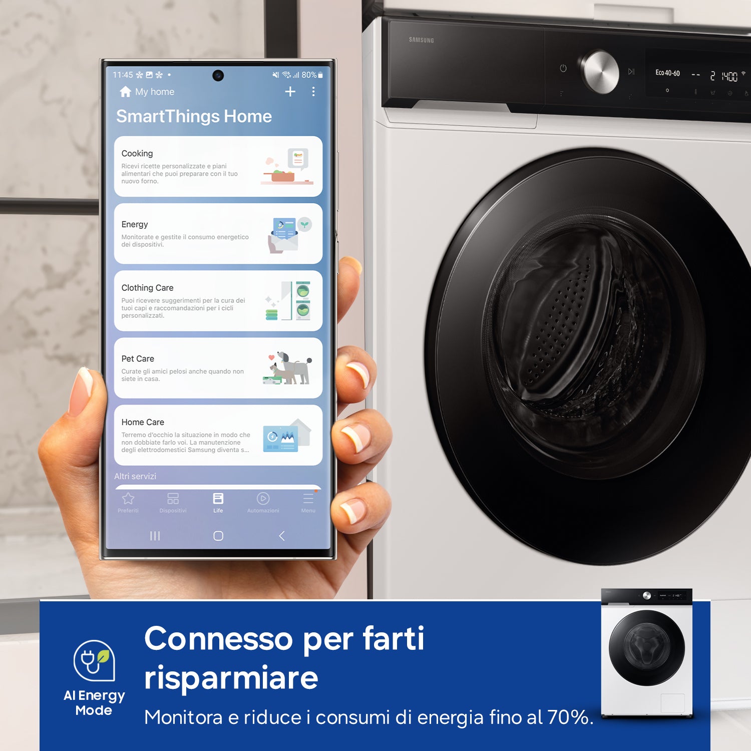 Samsung Lavatrice BESPOKE AI™ Ecodosatore 11Kg WW11DB7B94GEU3