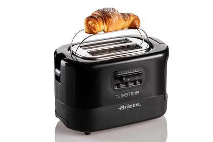 Ariete 159 Toastime - Tostapane con Pinze per 2 fette di pane - 9 Gradi di Doratura - 700 Watt - Nero