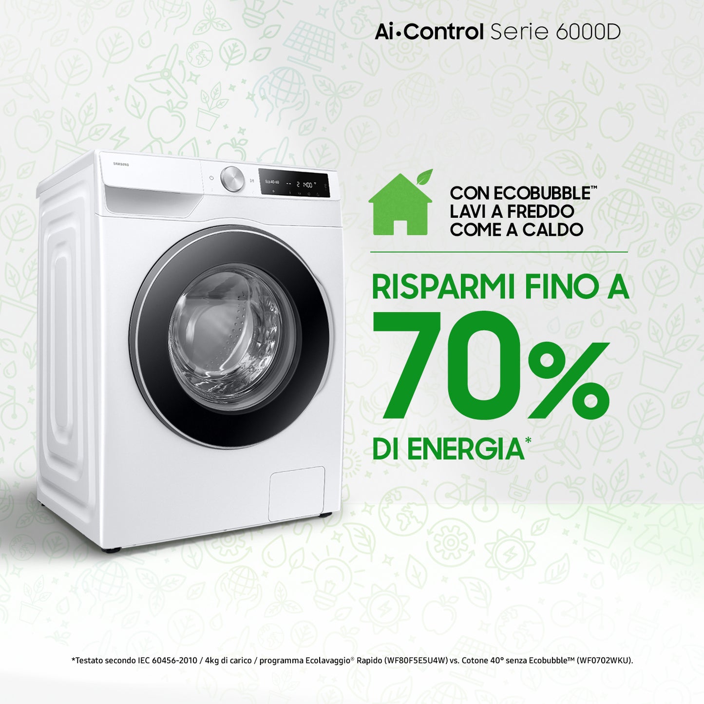 SAMSUNG BIANCO WW90DG6U25LEU3 | LAVATRICI | LAVATRICI CARICO FRONTALE | LAV. C/FRONTALE 9-9,99KG | L