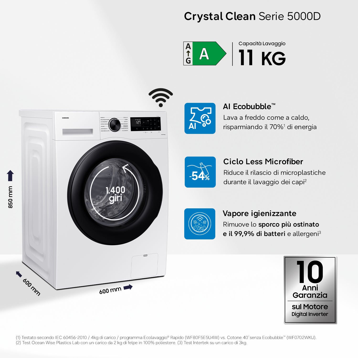 Samsung Lavatrice Crystal Clean 11 Kg WW11DG5B25AEET