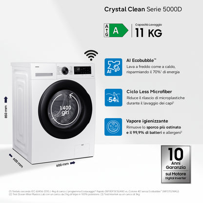 Samsung Lavatrice Crystal Clean 11 Kg WW11DG5B25AEET