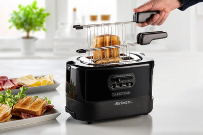 Ariete 159 Toastime - Tostapane con Pinze per 2 fette di pane - 9 Gradi di Doratura - 700 Watt - Nero