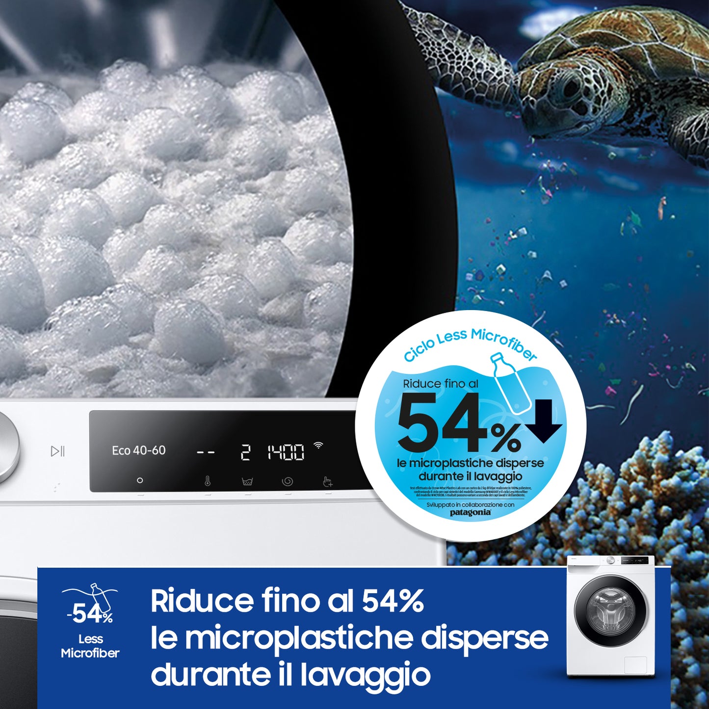 Samsung WW90DG6U25LE lavatrice Caricamento frontale 9 kg 1400 Giri/min Bianco